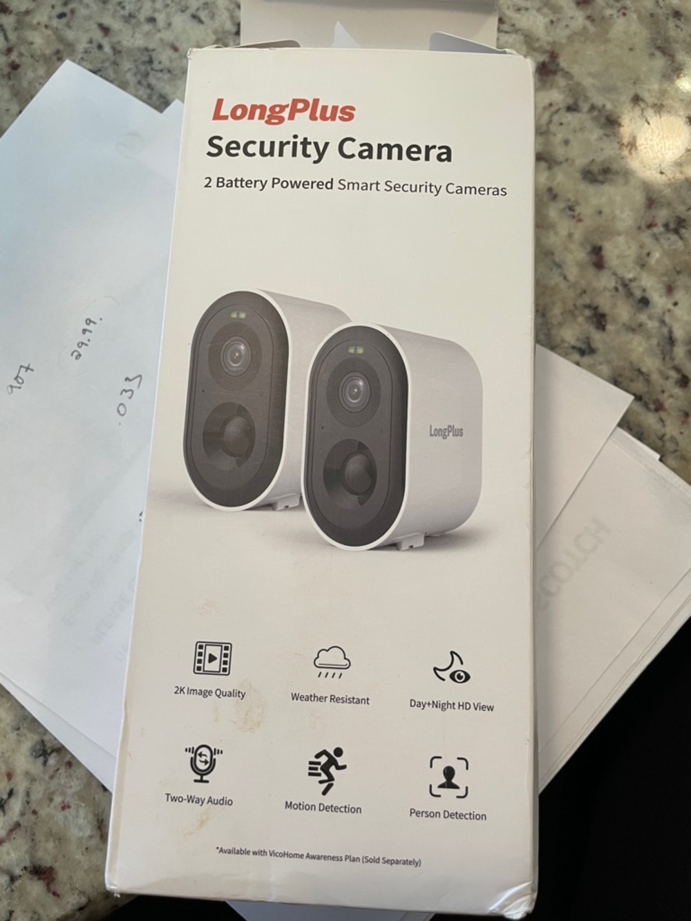 White Security Camera - 2 Battery-Powered Smart Cameras